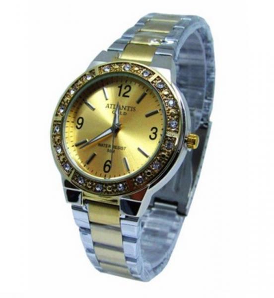 Relogio Feminino Atlantis Misto Fundo Dourado G3444