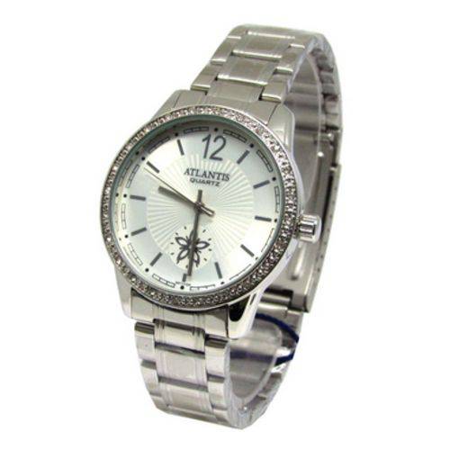 Relogio Feminino Atlantis Prata G3471 Fundo Branco