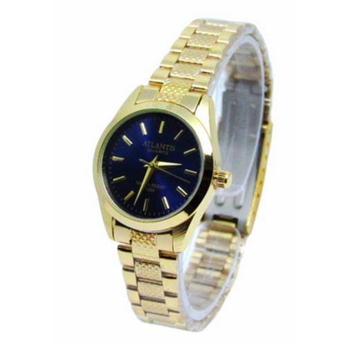 Relogio Feminino Atlantis W3054 Dourado Fundo Azul