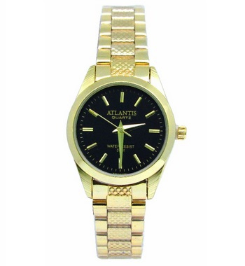 Relogio Feminino Atlantis W3054 Dourado Fundo Preto