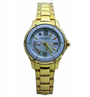 Relogio Feminino Atlantis W3328 Dourado Fundo Branco