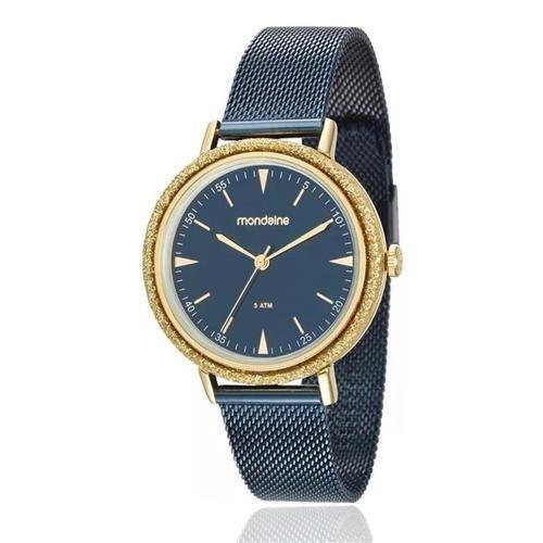 Relogio Feminino Azul com Dourado Mondaine 89001lpmvle4