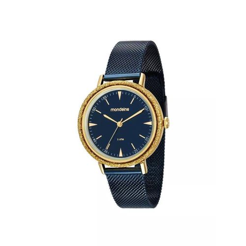 Relogio Feminino Azul com Dourado Mondaine