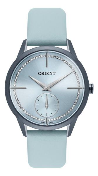 Relógio Feminino Azul Orient Pulseira de Couro e Pedras