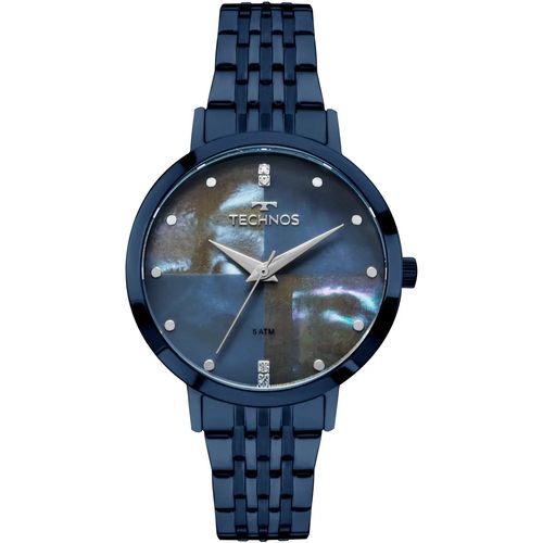 Relogio Feminino Azul Technos com Pedras Swarovski Analógico