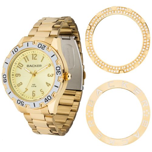 Relógio Feminino Backer 3312145f Dourado Troca Aro