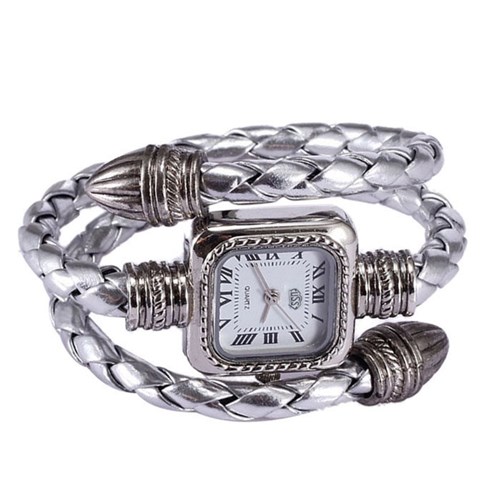 Relógio Feminino Bracelete Cl com Pulseira em Couro - Prata