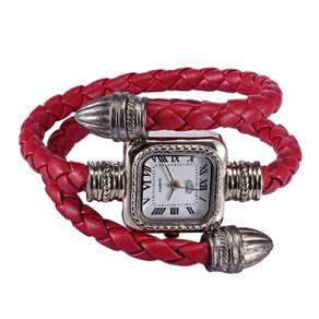 Relógio Feminino Bracelete Cl com Pulseira em Couro-Vermelho