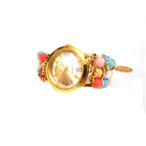 Relógio Feminino Bracelete Pedras Coloridas Fashion