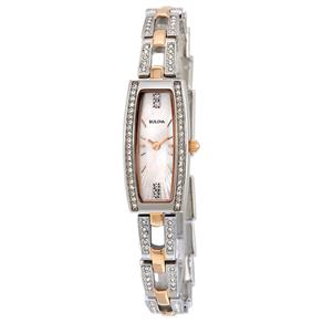 Relógio Feminino Bulova Crystal Mother Of Pearl Dial - Modelo 98X110 a Prova D` Água