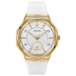 Relógio Feminino Bulova Curv Silicone Branco/Rosegold 98R237