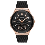 Relógio Feminino Bulova Curv Silicone Preto/Rosegold 98R239