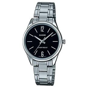 Relogio Feminino Casio Pequeno Prata com Fundo Preto