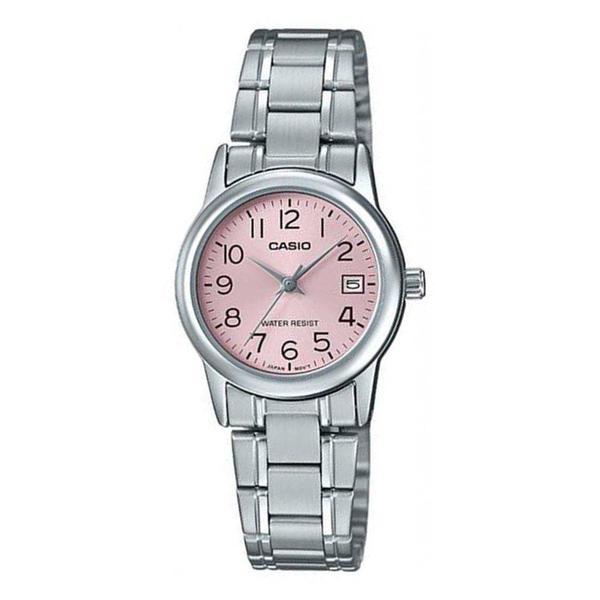 Relogio Feminino Casio Prata Aço Fundo Rosa LTP-V002D-4BUDF