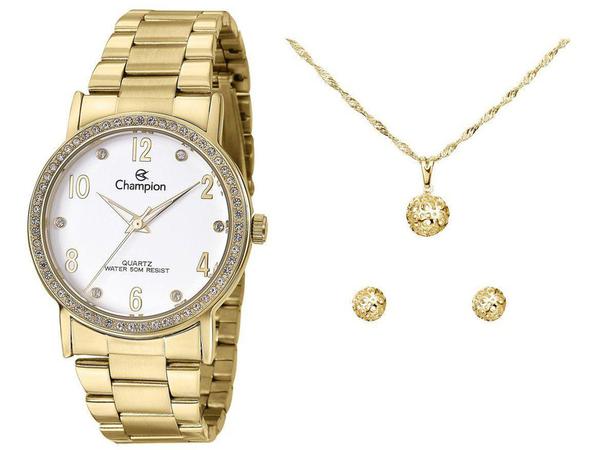 Relógio Feminino Champion Analógico - CN29016W Dourado com Acessórios