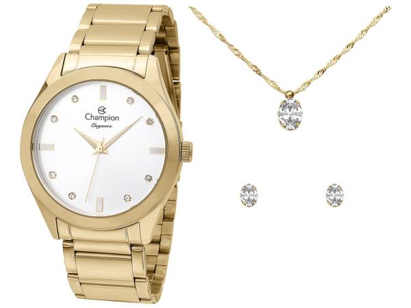 Relógio Feminino Champion Analógico Elegance - CN25930W Dourado com Acessórios