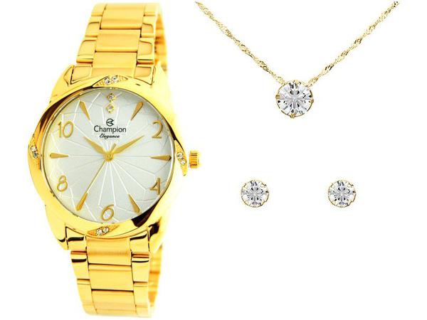Relógio Feminino Champion Analógico Elegance - CN25967W Dourado com Acessórios