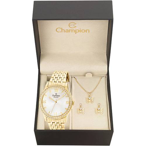 Relógio Feminino Champion Analógico Fashion com Brinco e Gargantilha Cn27901w