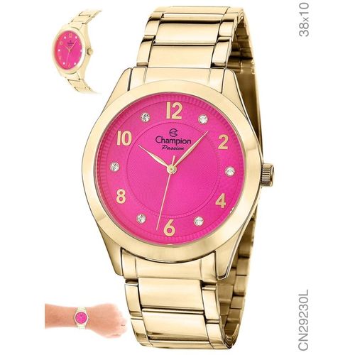 Relógio Feminino Champion CN29230I Dourado Rosa 45mm