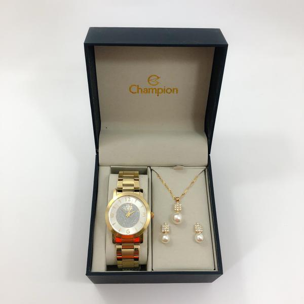 Relógio Feminino Champion com Colar e Brincos Mod: Cn25136w