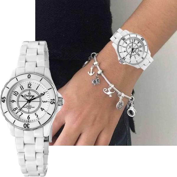 Relógio Feminino Champion Cp28159b Branco Fashion