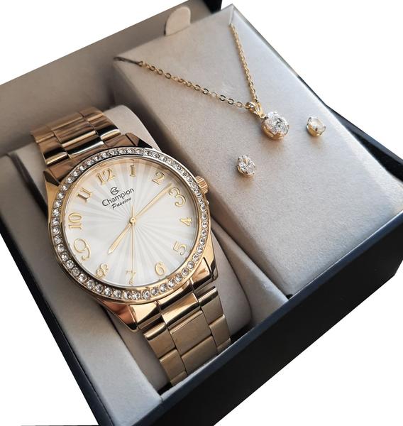 Relógio Feminino Champion Dourado CN29472W Banhado Ouro 18k Garantia P D'água NF Original