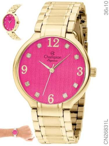 Relógio Feminino Champion Dourado e Rosa Cn26831l