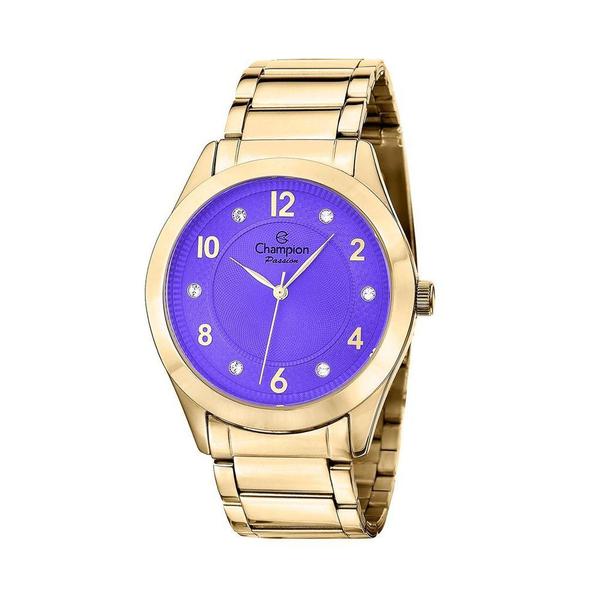 Relogio Feminino Champion Dourado Fundo Roxo CN29230E