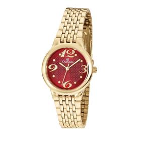 Relogio Feminino Champion Dourado Fundo Vinho CH24919L