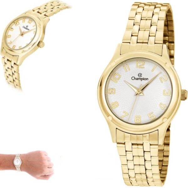 Relógio Feminino Champion Dourado Pequeno Original Prova Dágua CH24893H