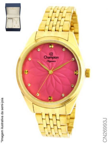 Relogio Feminino Champion Fundo Rose Kit Cn26993j