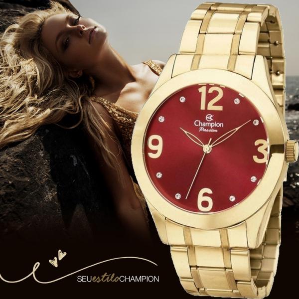 Relógio Feminino Champion Passion Mostrador Vermelho com Strass CH24268i