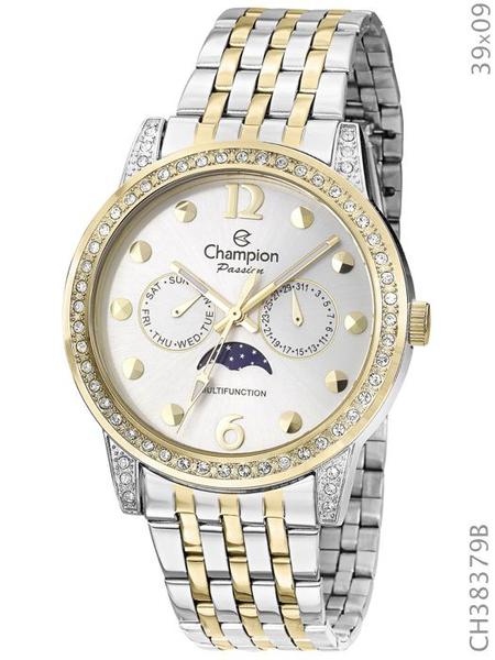 Relógio Feminino Champion Prata Ch38379b Dourado Original