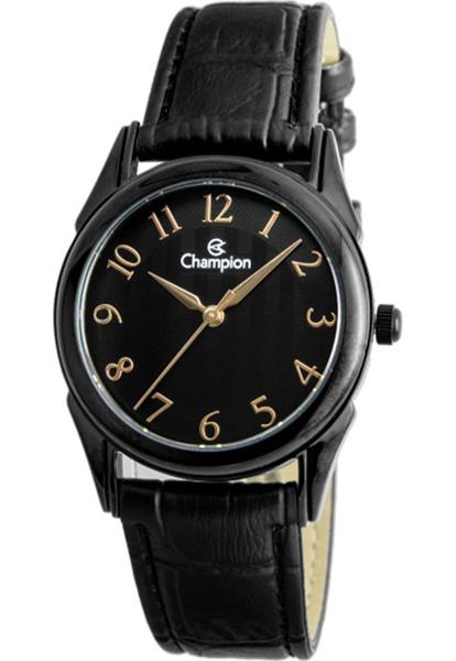 Relogio Feminino Champion Preto Pequeno Pulseira de Couro a Prova Dagua CH24660N