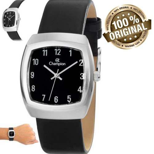 Relógio Feminino Champion Quadrado Pulseira Couro Ch28951t