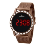 Relogio Feminino Chocolate Marrom Digital Led Vermelho