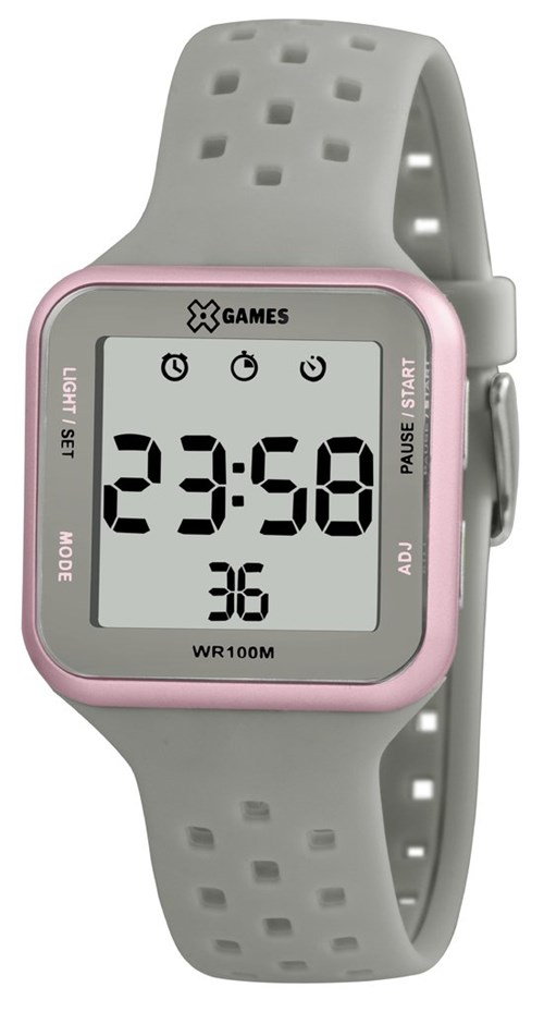 Relógio Feminino Cinza/rosa Quadrado Xgames Xlppd034 Bxgx