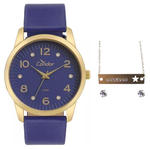 Relógio Feminino Condor CO2035KWE/K2A - Dourado/Azul