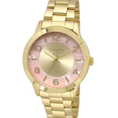 Relógio Feminino Condor Dourado Aro Rosa