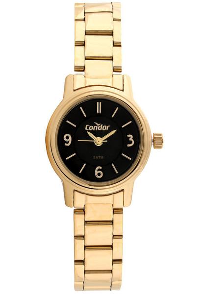 Relogio Feminino Condor Dourado e Preto Pequeno Social Prova Dagua CO2036KVY/4P