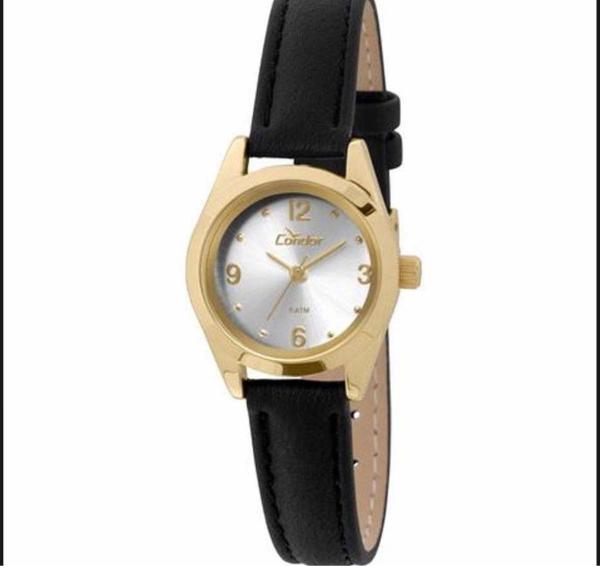 Relogio Feminino Condor Dourado Pequeno Social Couro Prova Dagua CO2035KKZ/2K