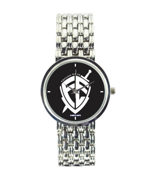 Relógio Feminino Cromado Escudo da Fé 3330 - Neka Relógios