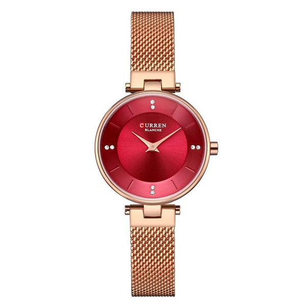 Relógio Feminino Curren Analógico C9031L - Rose e Vermelho