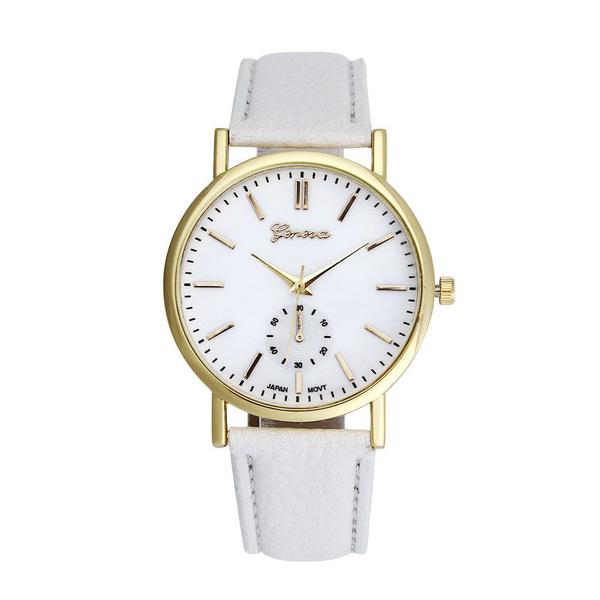 Relógio Feminino de Pulso Dourado Geneva Luxo Branco