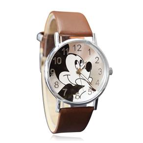 Relógio Feminino de Pulso Marrom Analógico Mickey Mouse Disney