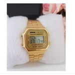 Relogio cassio retro vintagem original Dourado brilhante