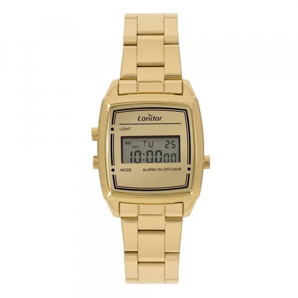 Relogio Feminino Digital Dourado Quadrado Condor Cojh512ac/4