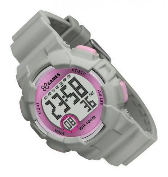 Relogio Feminino Digital Esportivo Cinza e Rosa X Games