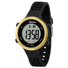 Relogio Feminino Digital Esportivo Preto com Dourado XFPPD06