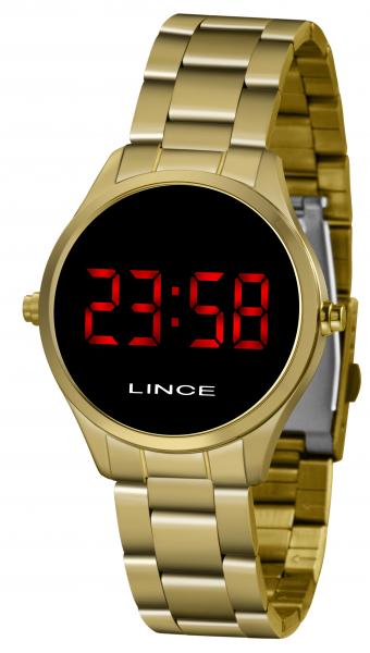 Relogio Feminino Digital LED Dourado Mostrador Negativo +NF - Lince